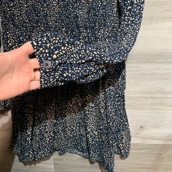 Zara animal print long sleeve dress high collared with elastic waist size Large - Picture 6 of 7